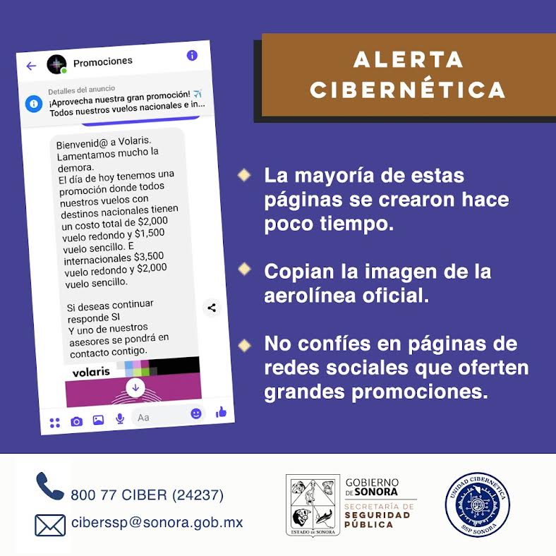 Alerta Unidad Cibernética por página fraudulenta que vende vuelos a bajo  costo en Sonora - Proyecto Puente