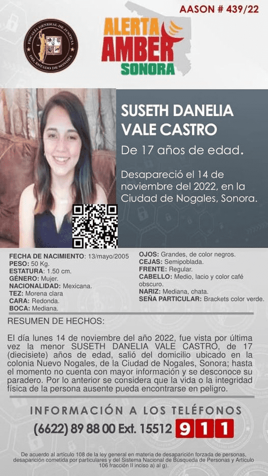 Activan Alerta Amber para localizar a Suseth Cale Castro, vista por