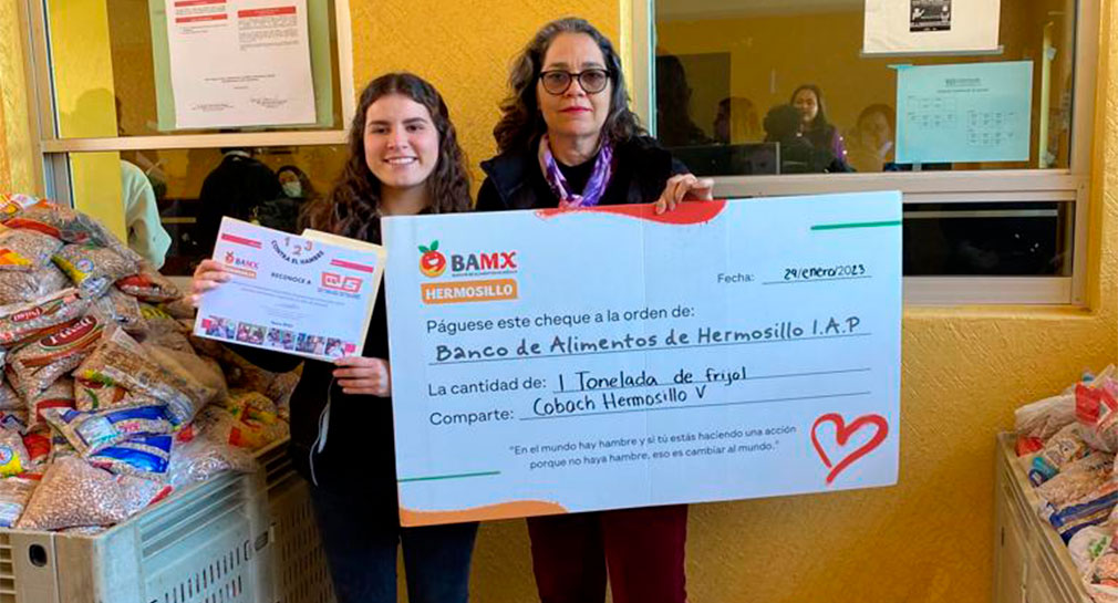 Cobach Hermosillo 5 cumple reto al recolectar otra tonelada de frijol para Banco de Alimentos