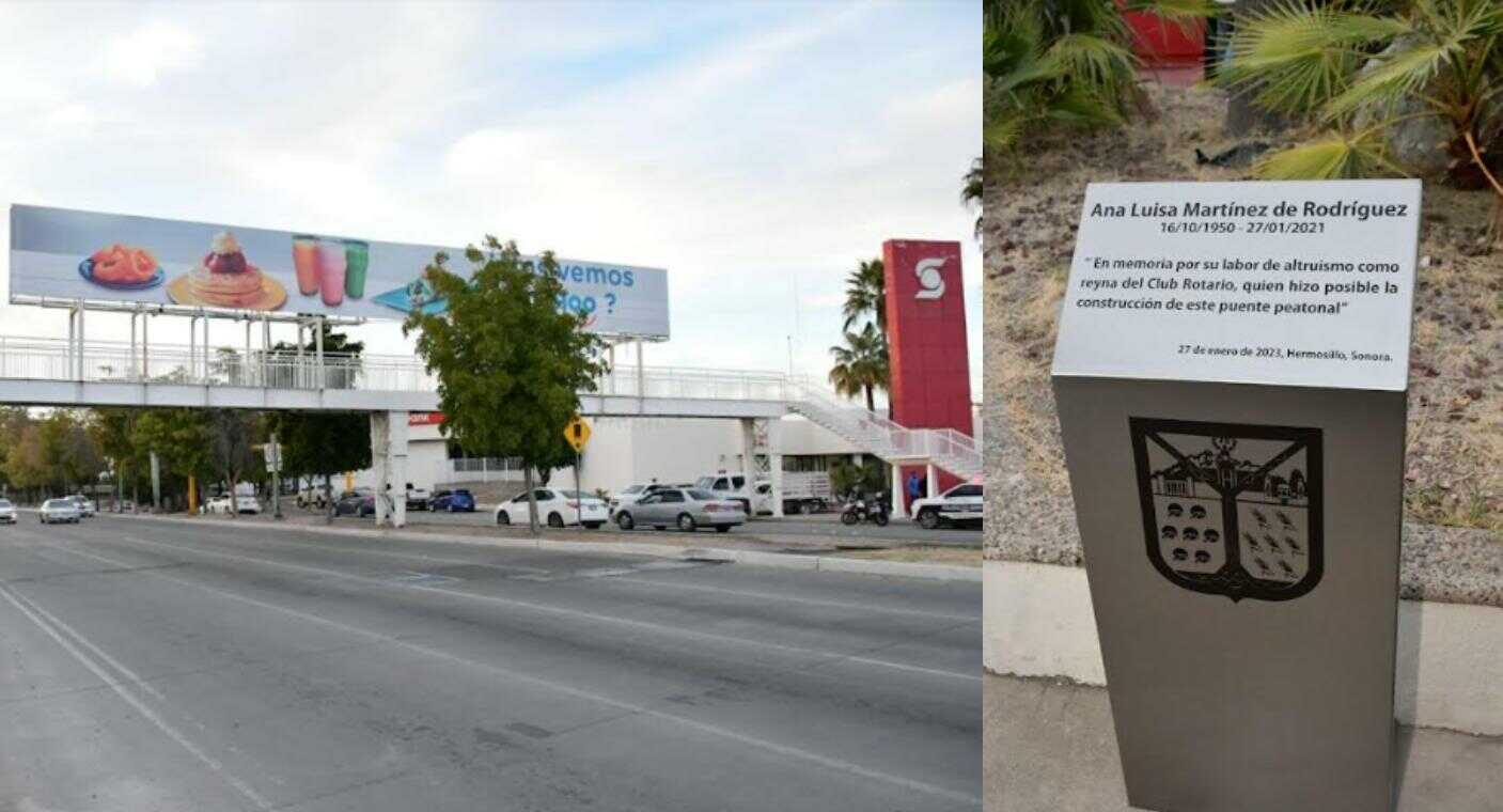 Develan placa en honor a la activista Ana Luisa Martínez de Rodríguez en puente peatonal de Luis Encinas en Hermosillo