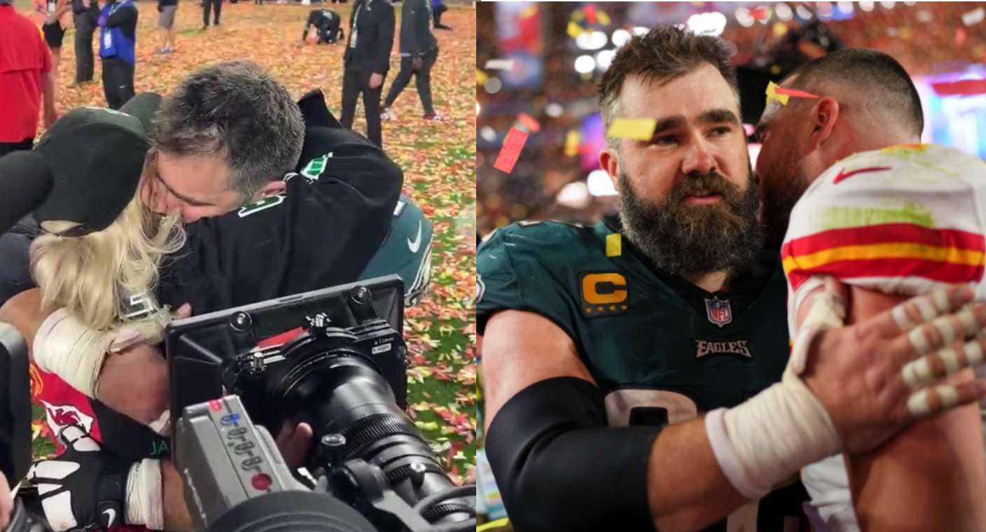 Jason Kelce es consolado por su mamá y su hermano Travis al perder el Super Bowl: ‘Una cosa es ganar y otra ver a tu mejor amigo triunfar’