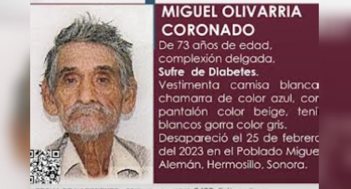 Activan alerta para localizar a Miguel Olivarría de 73 años, desapareció en poblado Miguel Alemán