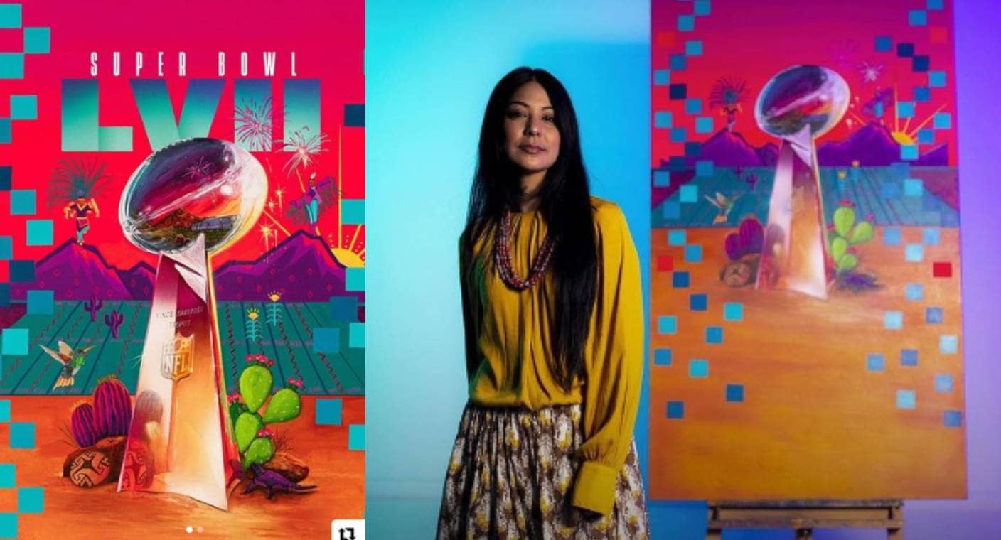 Lucinda Hinojos “La Morena”, la primer artista de origen yaqui que diseñó los boletos del Super Bowl LVII