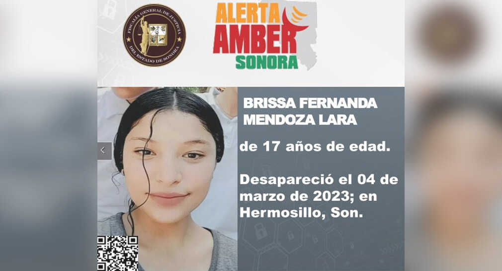 Activan Alerta Amber para localizar a Brissa Fernanda Mendoza de 17 años de edad en Hermosillo