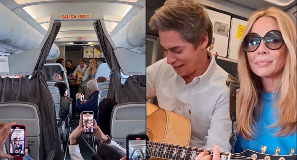 Carlos Baute y Marta Sánchez cantan “Colgando en tus manos” tras turbulencia (VIDEO)