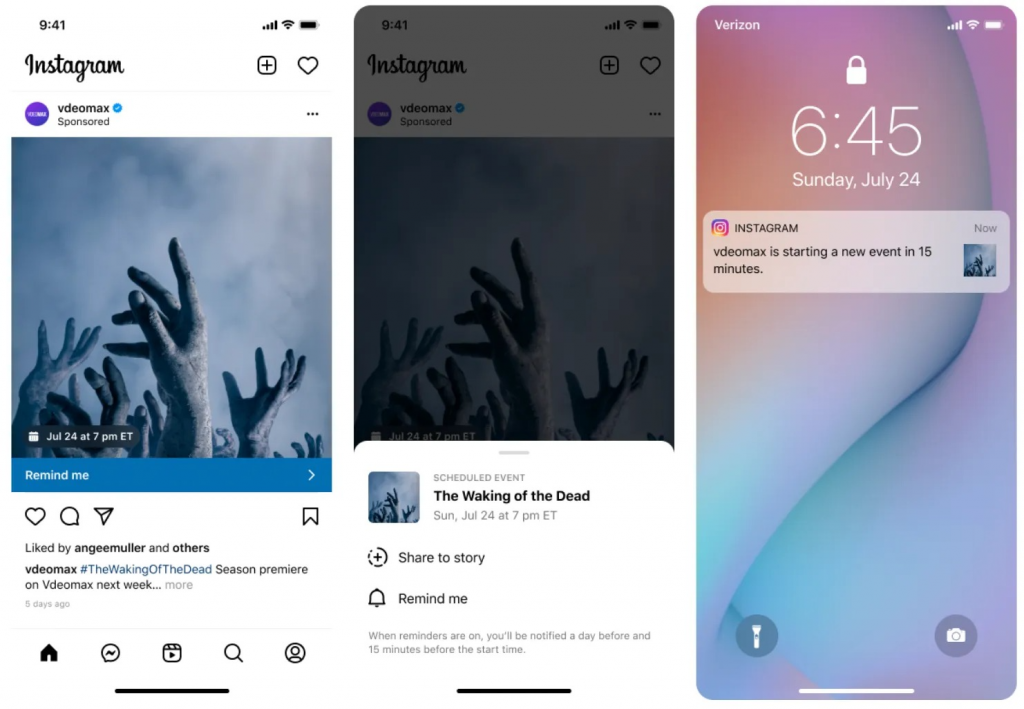 Publicidad con recordatorio en Instagram. (Instagram)