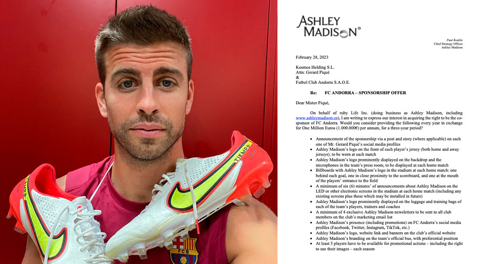 Gerard Piqué recibe propuesta de patrocinio de una red de citas extramaritales