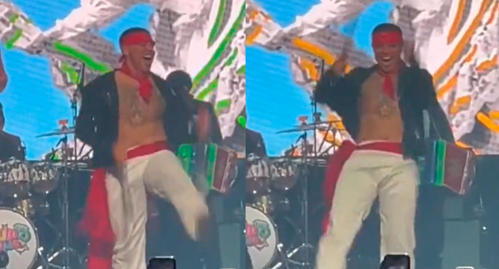 Eduin Caz de Grupo Firme suelta machetazo al público durante concierto (VIDEO)