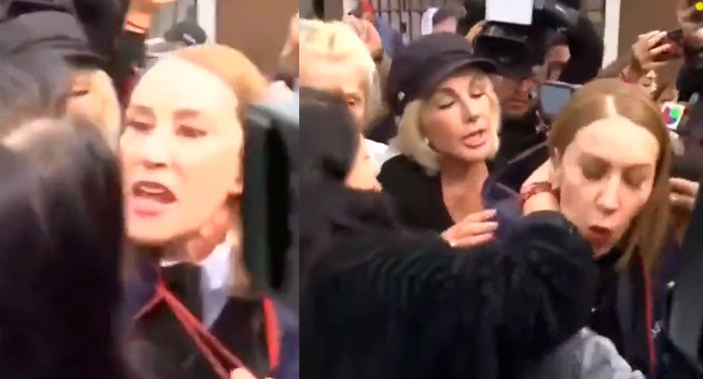 Mónica Castañeda e hija de Olivia Collins protagonizan encontronazo en funeral de Julián Figueroa (VIDEO)