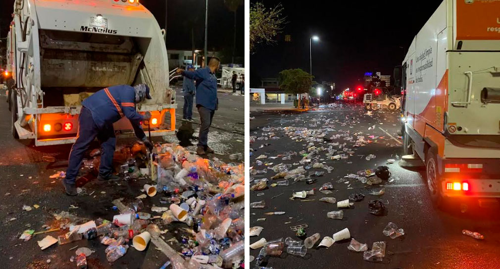 Recolectan casi 30 toneladas de basura en calles del centro de Hermosillo en primer día de las Fiestas del Pitic