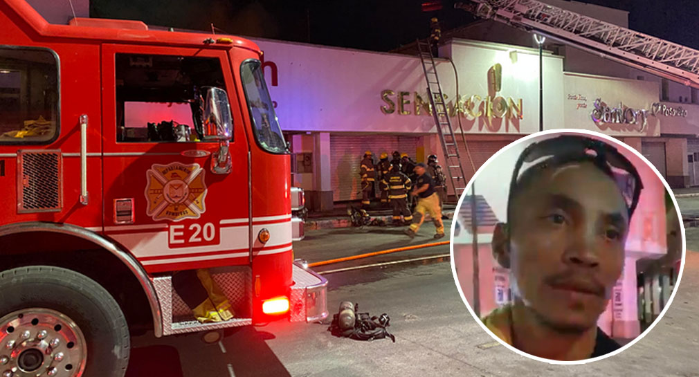 Ángel, un lavacarros que trabaja en el centro de Hermosillo, apoya a Bomberos a sofocar incendio en tienda de ropa