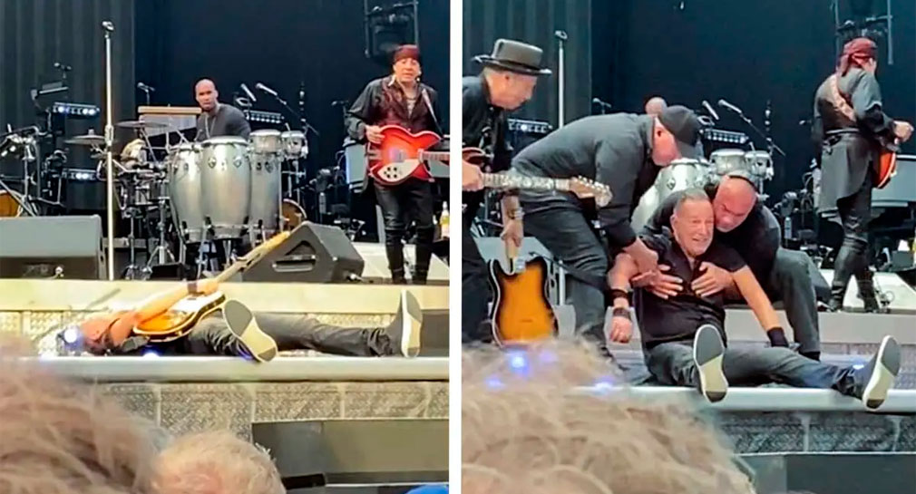 Bruce Springsteen sufre caída durante presentación en Ámsterdam, pero lo toma con humor