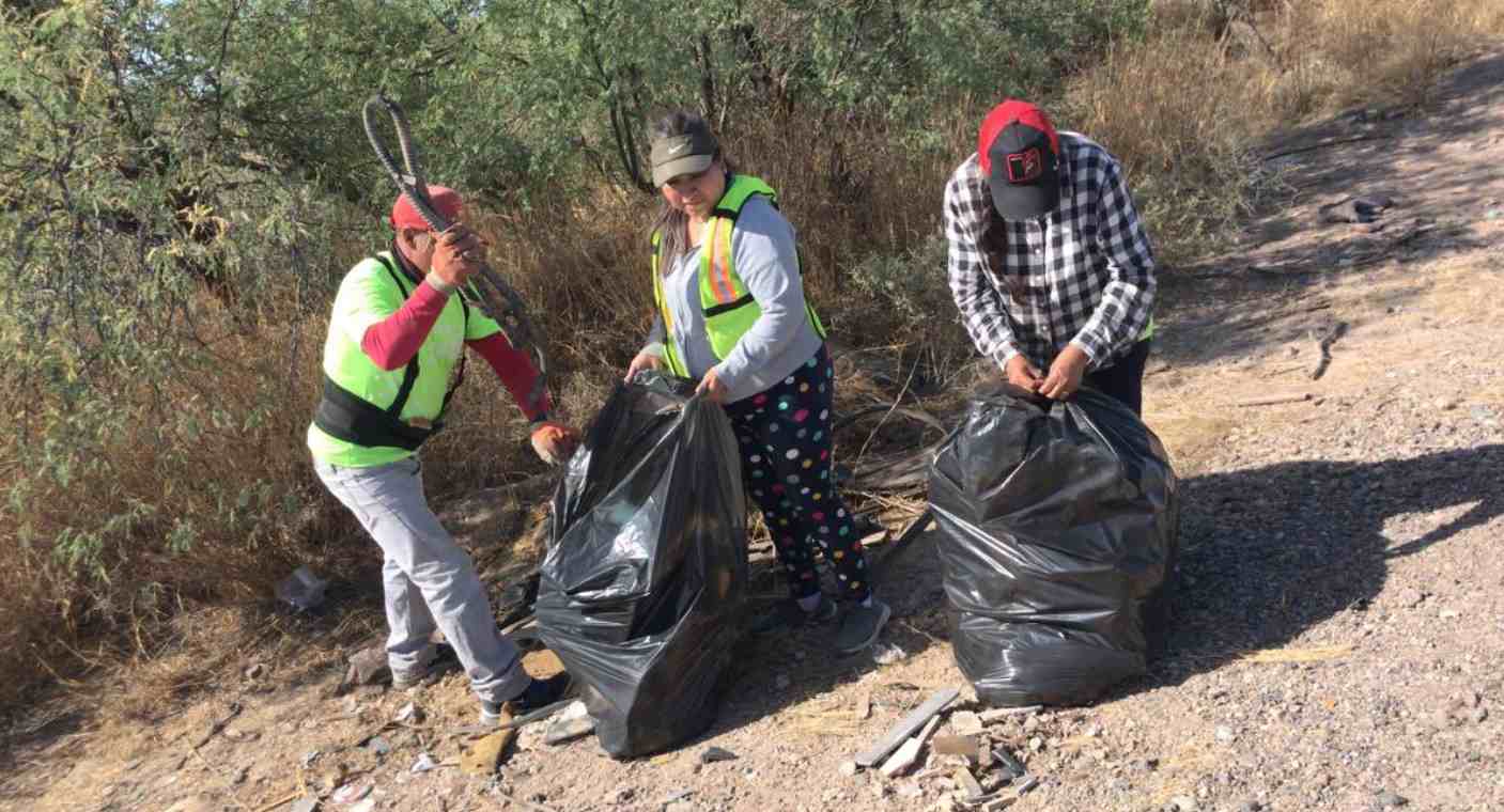 Ambientalistas juntan 68 bolsas con basura en carretera Hermosillo-Bahía de Kino; piden a autoridades programa de limpieza permanente