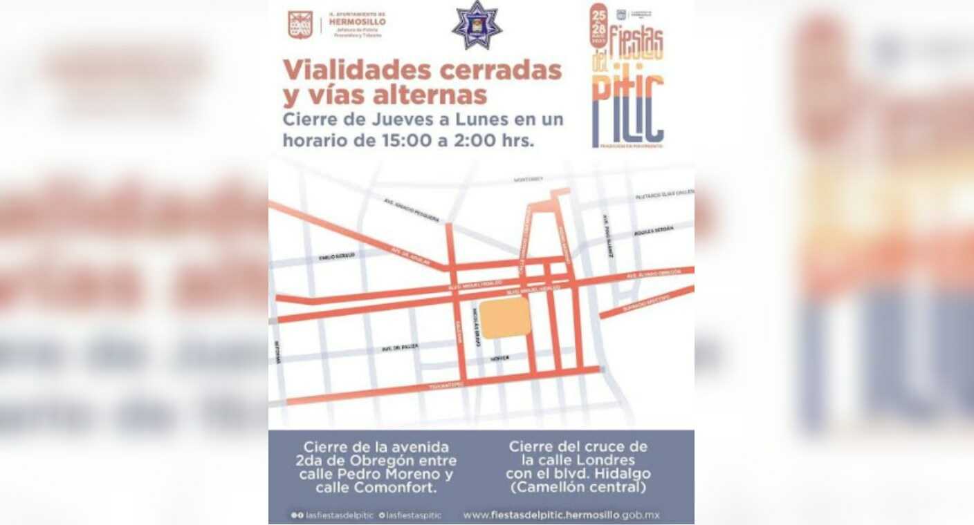 Conoce las calles que serán peatonales y cerrarán para circulación de autos en las Fiestas del Pitic