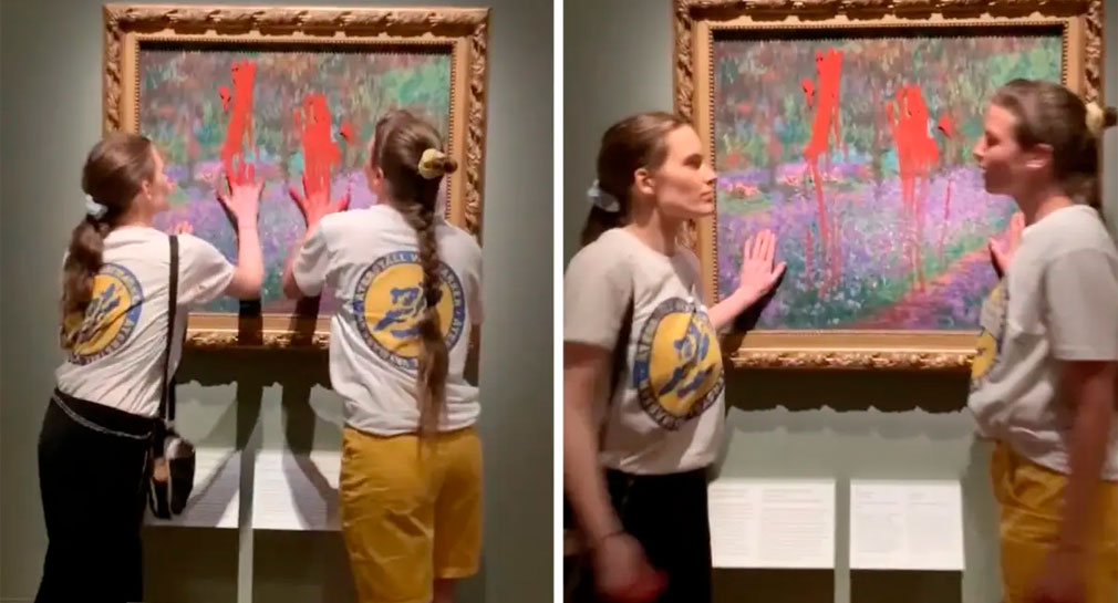 Activistas lanzan pintura a obra de Monet en Estocolmo como protesta por cambio climático