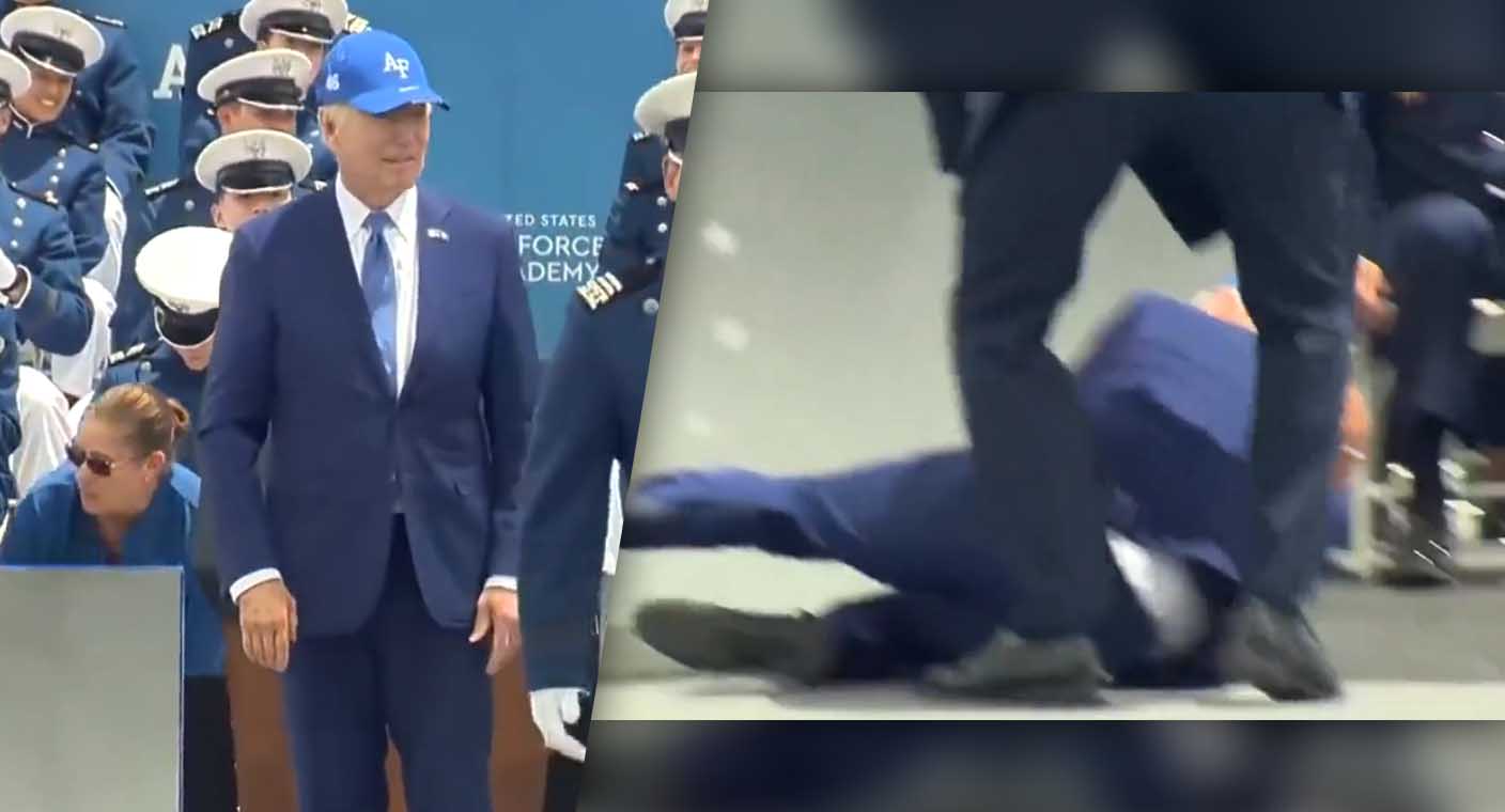 Biden sufre aparatosa caída en ceremonia de graduación en Colorado (VIDEO)