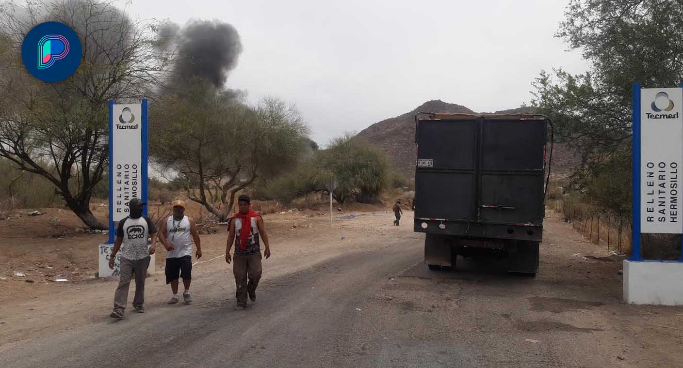 Fuerte incendio se registra en relleno sanitario al norte de Hermosillo; bomberos atienden siniestro