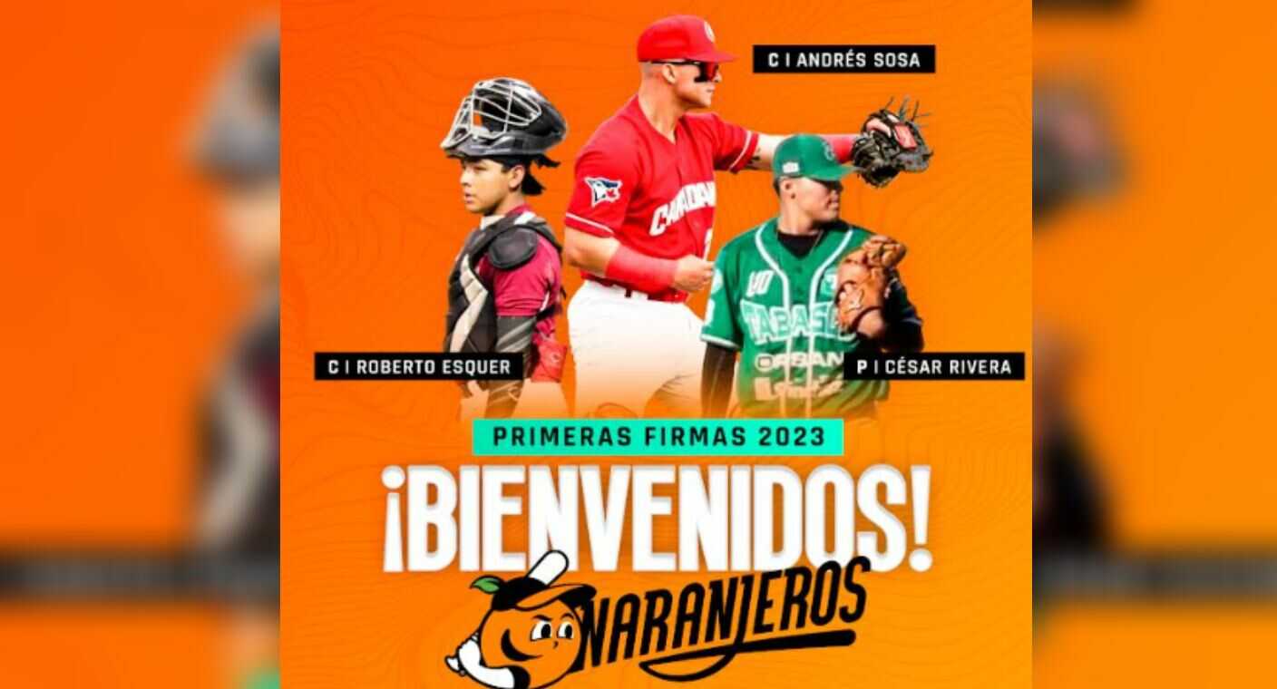 Naranjeros de Hermosillo seleccionan a Andrés Sosa, Roberto Esquer y César River  para unirse al equipo como primeras firmas