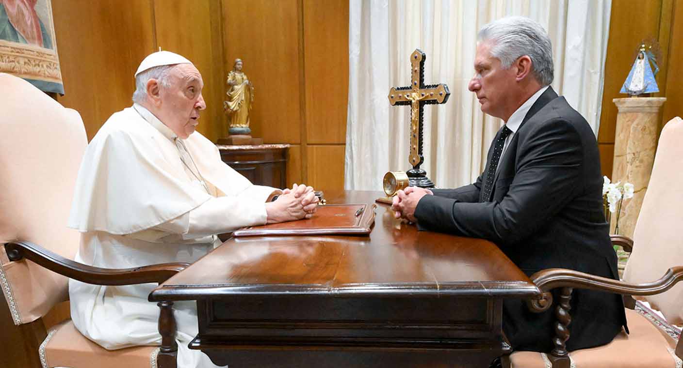 Presidente de Cuba se reúne con Papa Francisco en gira por Europa