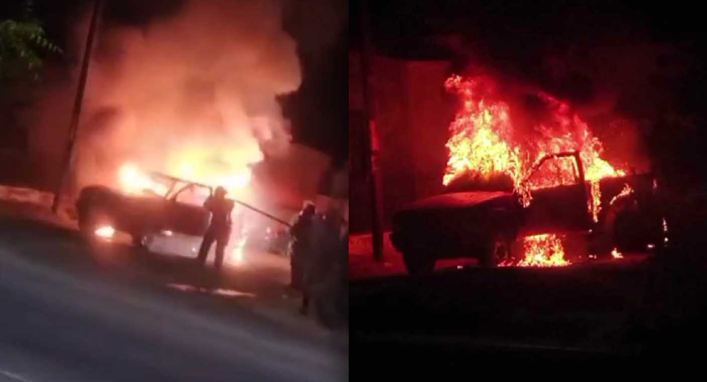 Pickup arde en llamas en colonia Balderrama de Hermosillo; conductor resulta herido