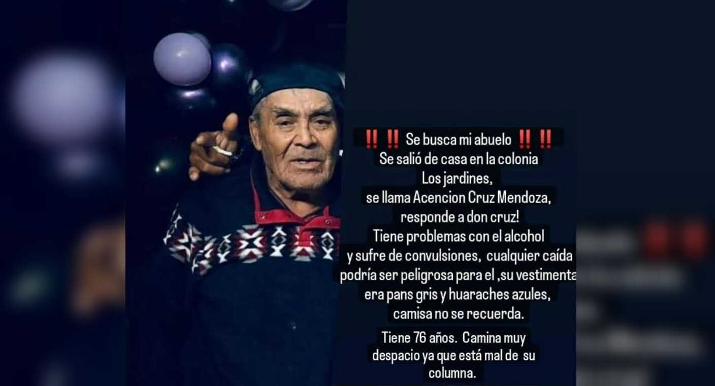 Desde el 17 junio, familia de Don Cruz lo busca; se extravió al salir de su casa en colonia Los Jardines, de Hermosillo