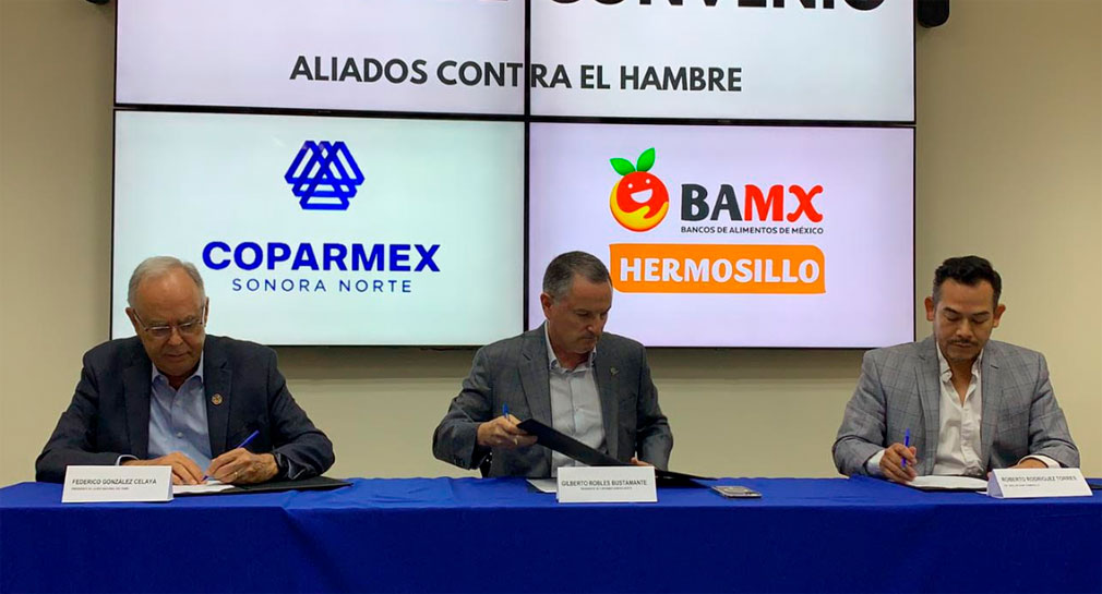 Con firma de convenio, Coparmex incentivará a empresarios que apoyen al Banco de Alimentos de Hermosillo
