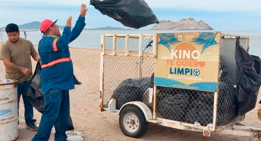 Se prepara Servicios Públicos Municipales para el incremento de desechos en Bahía de Kino durante vacaciones