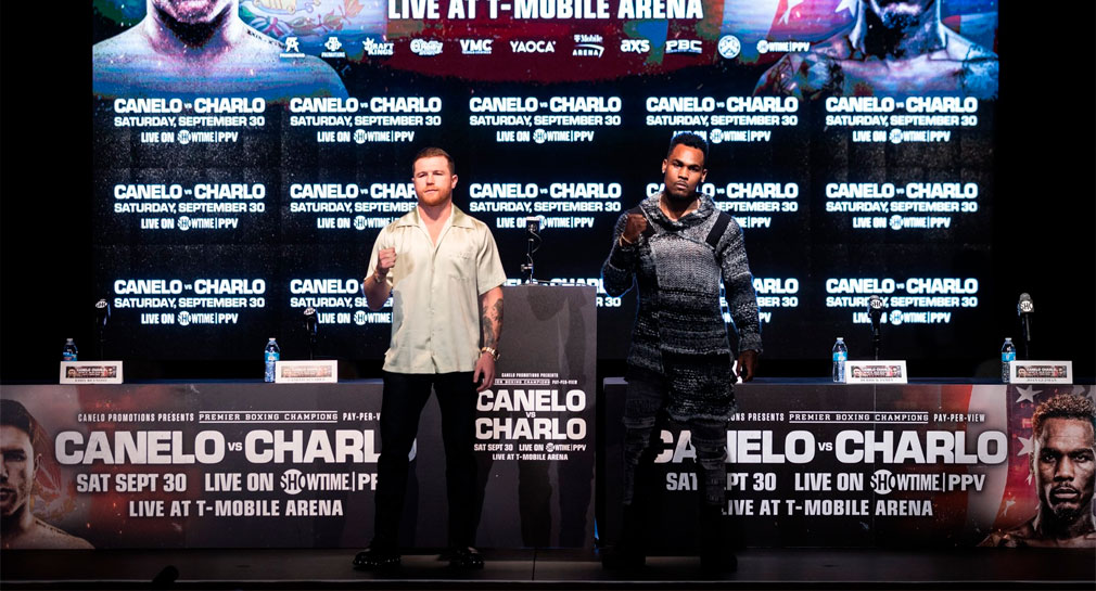 Canelo Álvarez y Jermell Charlo se ven las caras por primera vez previo a su pelea en septiembre