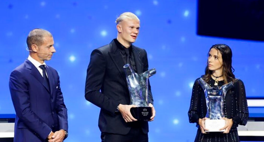Erling Haaland es nombrado como el mejor jugador del año en la UEFA