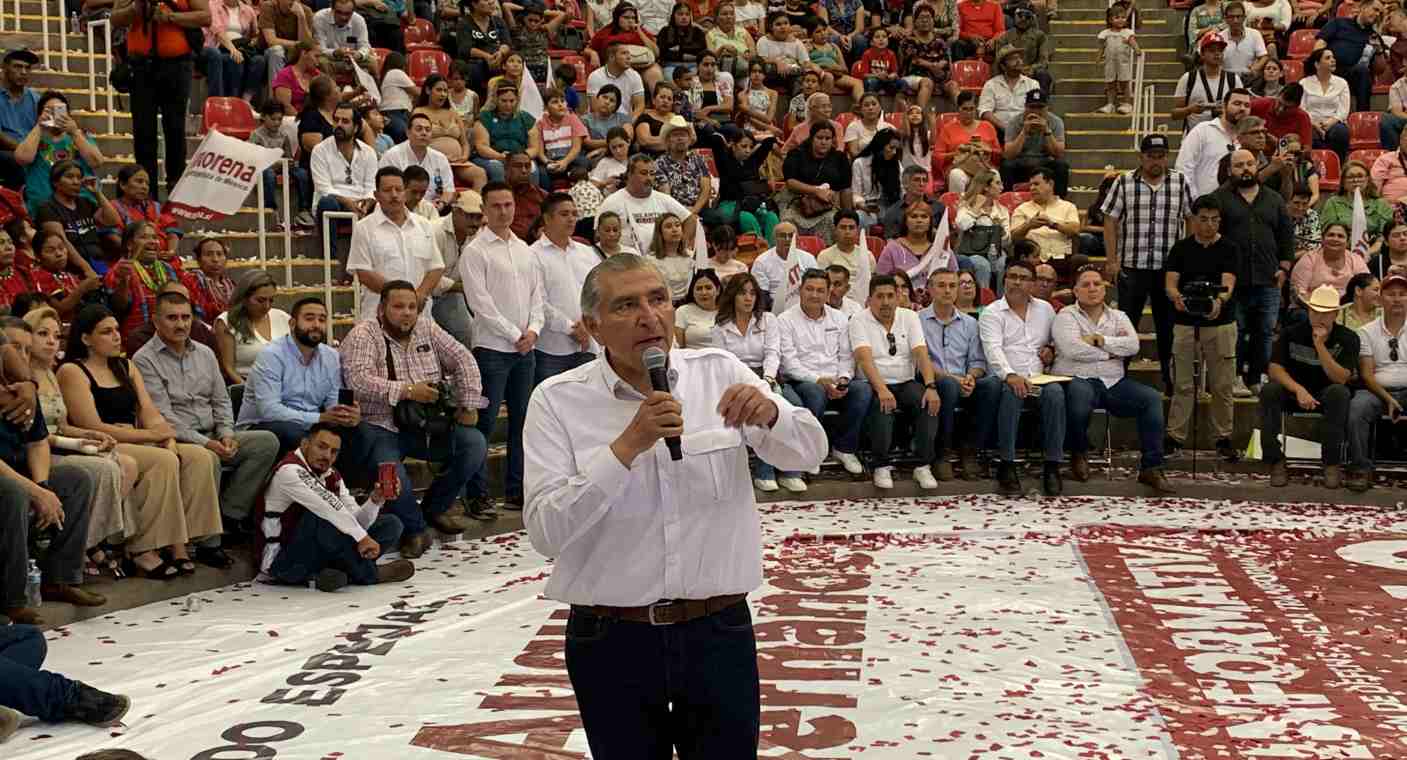 Participa Adán Augusto López en asamblea en Hermosillo en busca de la candidatura como presidente de México
