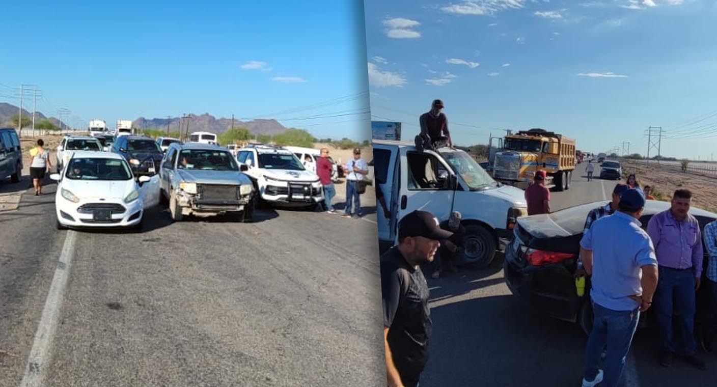 En protesta por falta de luz y agua, pobladores de ejido Carrillo Marcor bloquearon carretera a Bahía de Kino por 2 horas