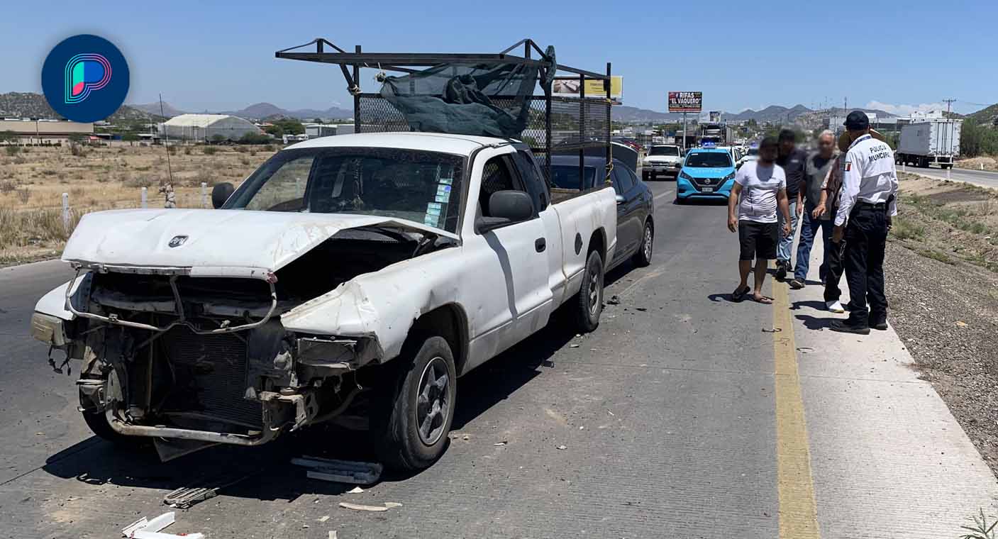 Chocan cuatro vehículos en salida de Hermosillo a Guaymas; no hay lesionados
