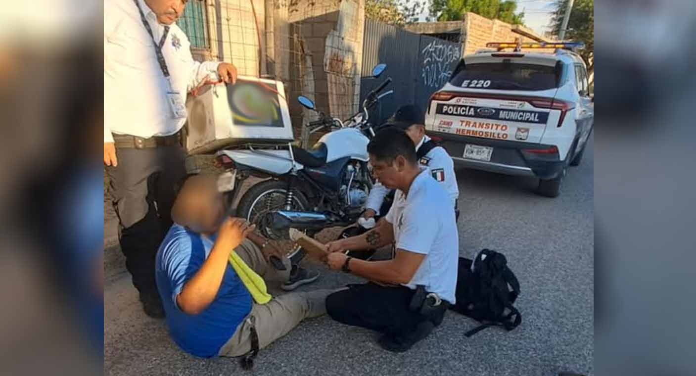 Motociclista resulta lesionado tras accidente en Hermosillo