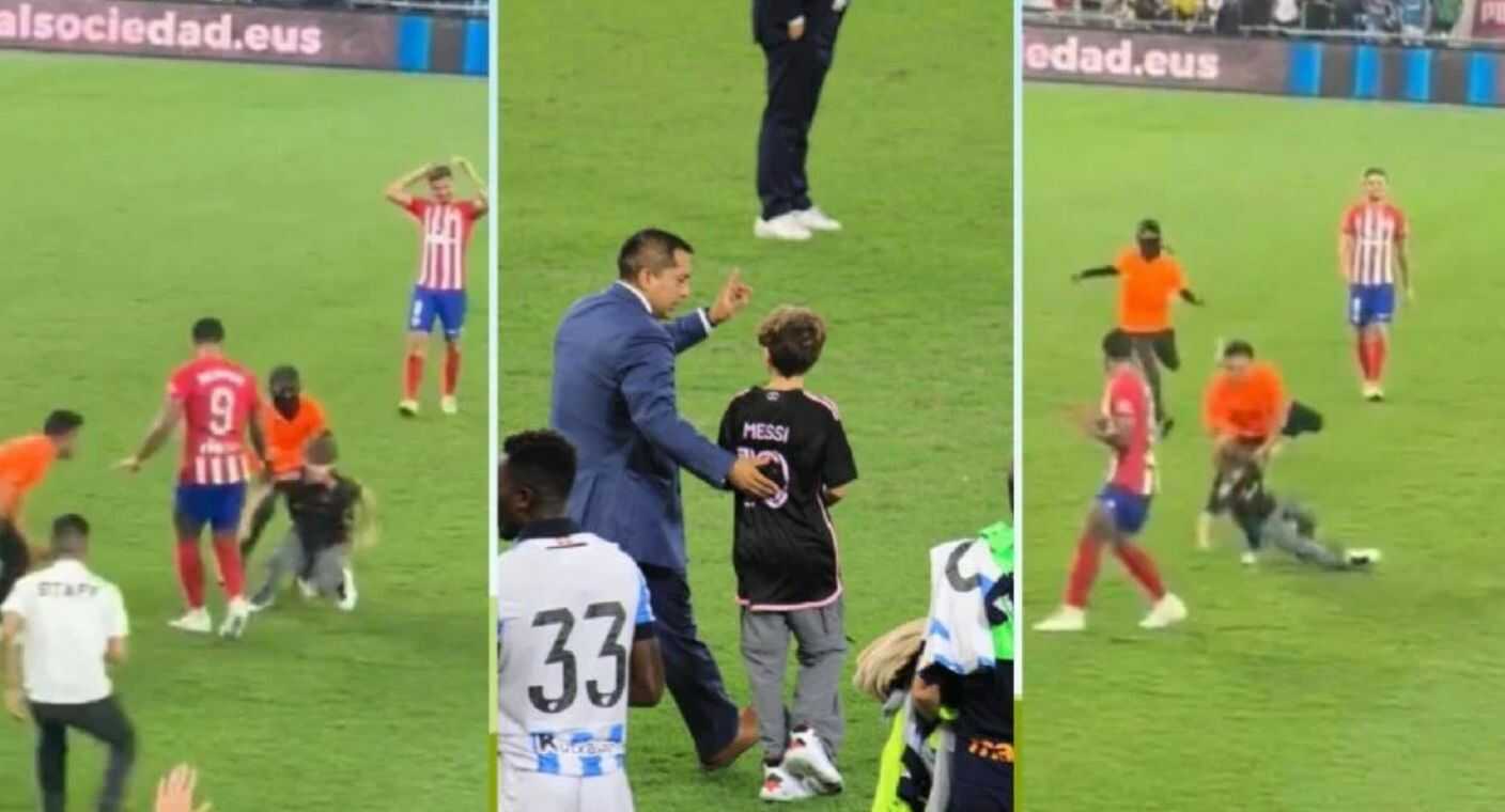 Guardia de seguridad taclea a niño que invadió la cancha del Estadio BBVA (VIDEO)