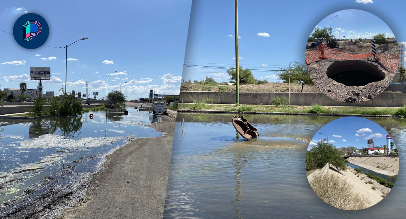 Aguas negras y mal olor continúan en canal del Paseo Río Sonora en Hermosillo, reparación de tubería terminará en 4 semanas