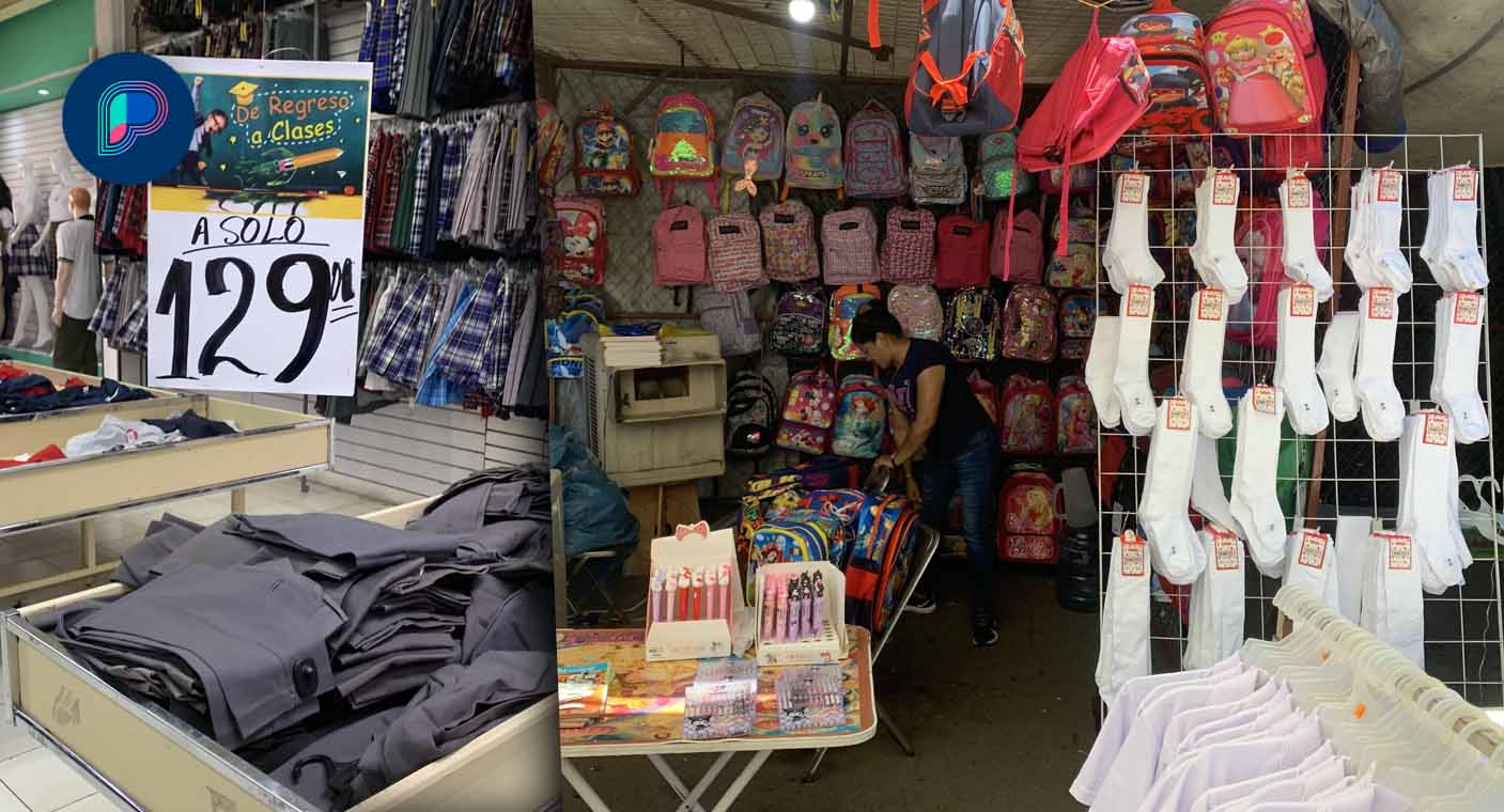 Abarrotan madres y padres de familia el Centro de Hermosillo en busca de uniformes y útiles escolares para el regreso a clases