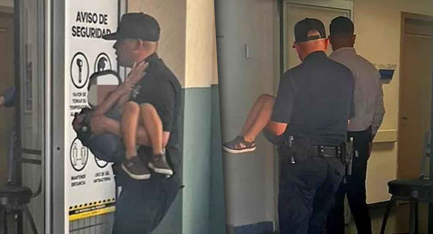 Policías trasladan a niño tras sufrir caída en cerrada San Lorenzo de Hermosillo