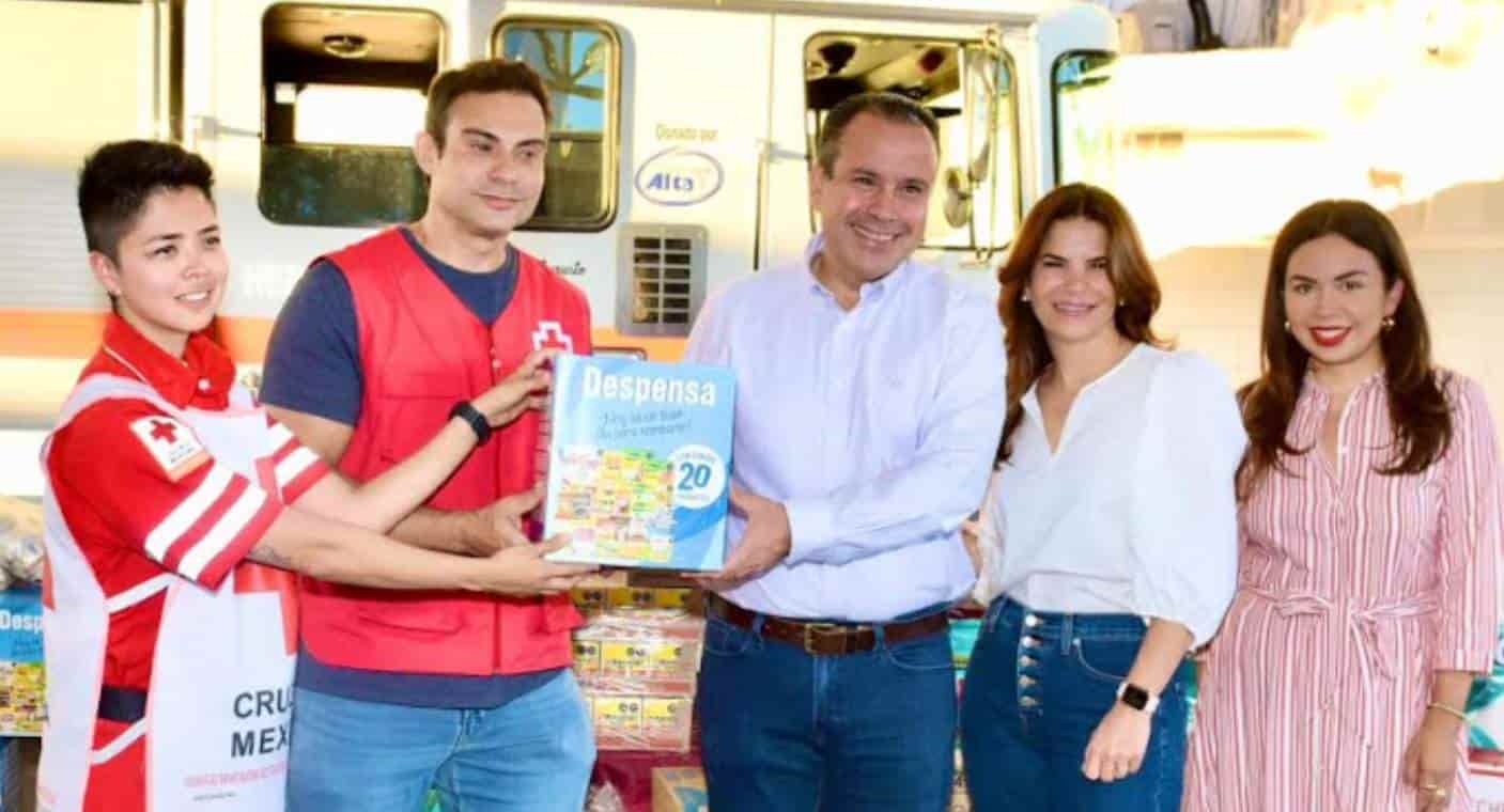 Entregan Toño Astiazarán y Patty Ruibal primeros apoyos para personas afectadas en Guerrero por huracán “Otis”