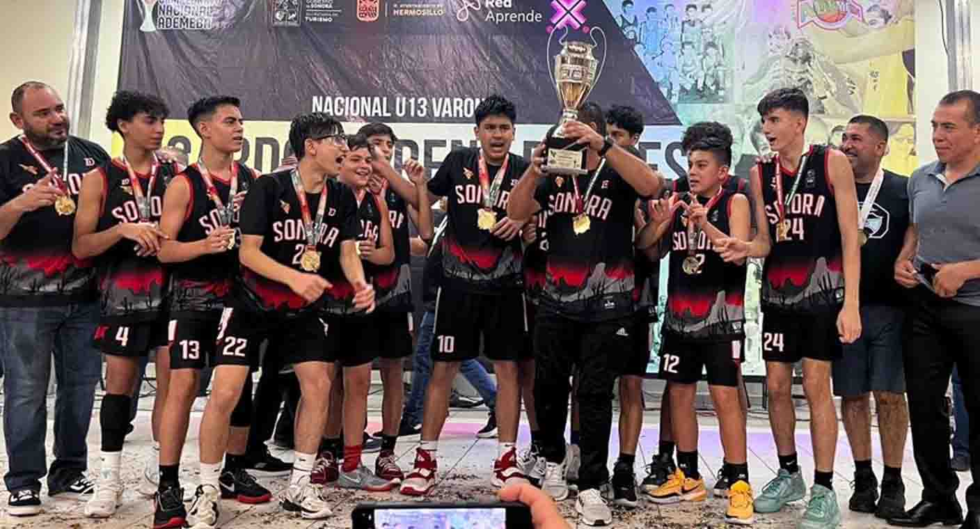 Seis alumnos de Colegio Alerce resultan campeones con equipo de Sonora en Torneo Nacional de Basquetbol U13 varonil