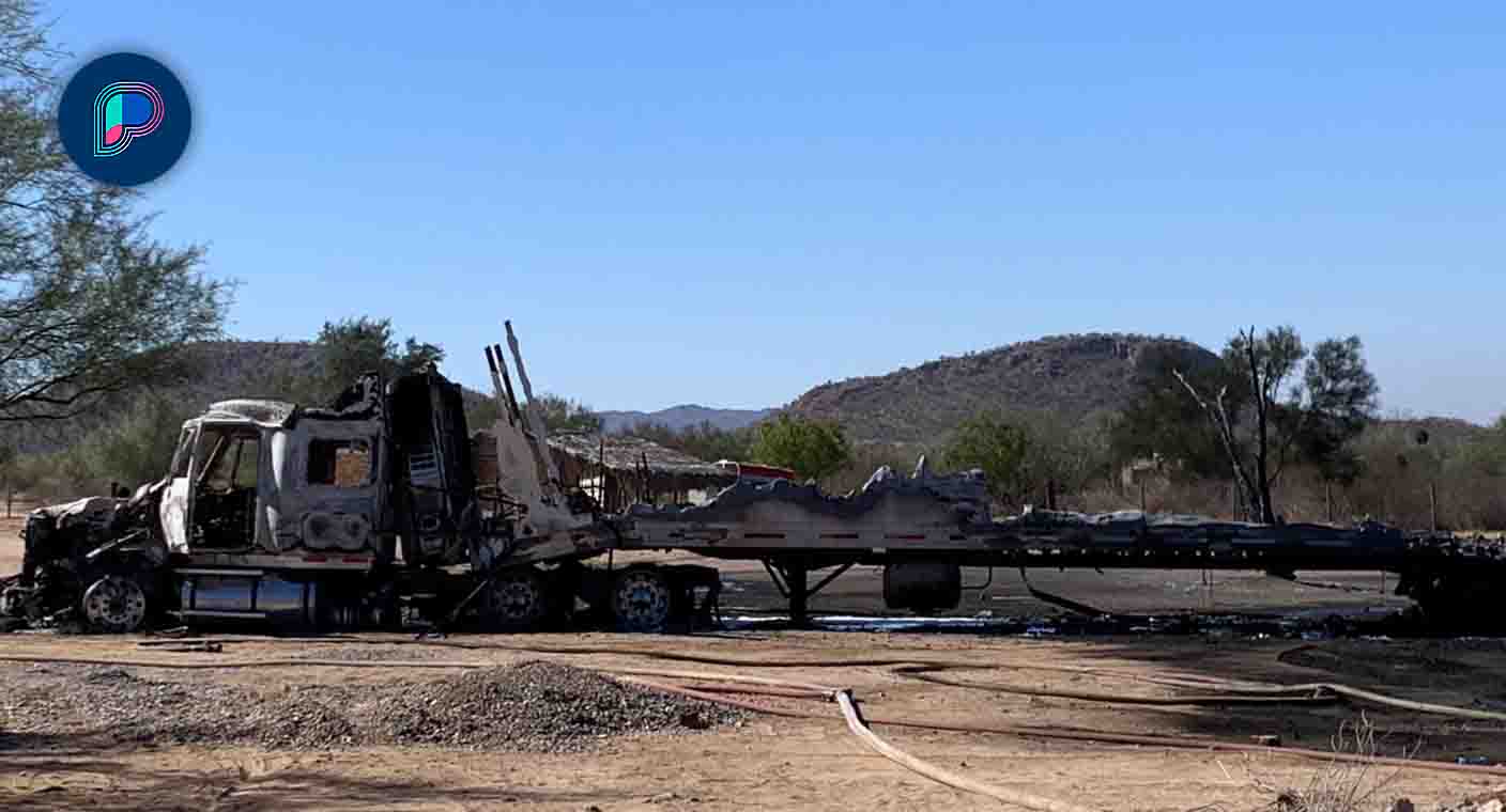 Muere una persona en incendio de tráiler al sur de Hermosillo