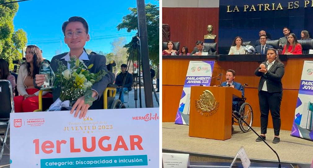 Ian David Figueroa, de 24 años, es activista a favor de personas discapacitadas y jóvenes; ganó Premio Municipal de la Juventud 2023 en Hermosillo