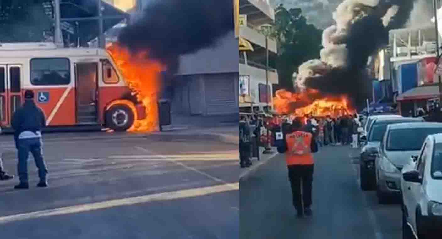 VIDEOS: Se incendia camión del transporte público en el Centro de Hermosillo