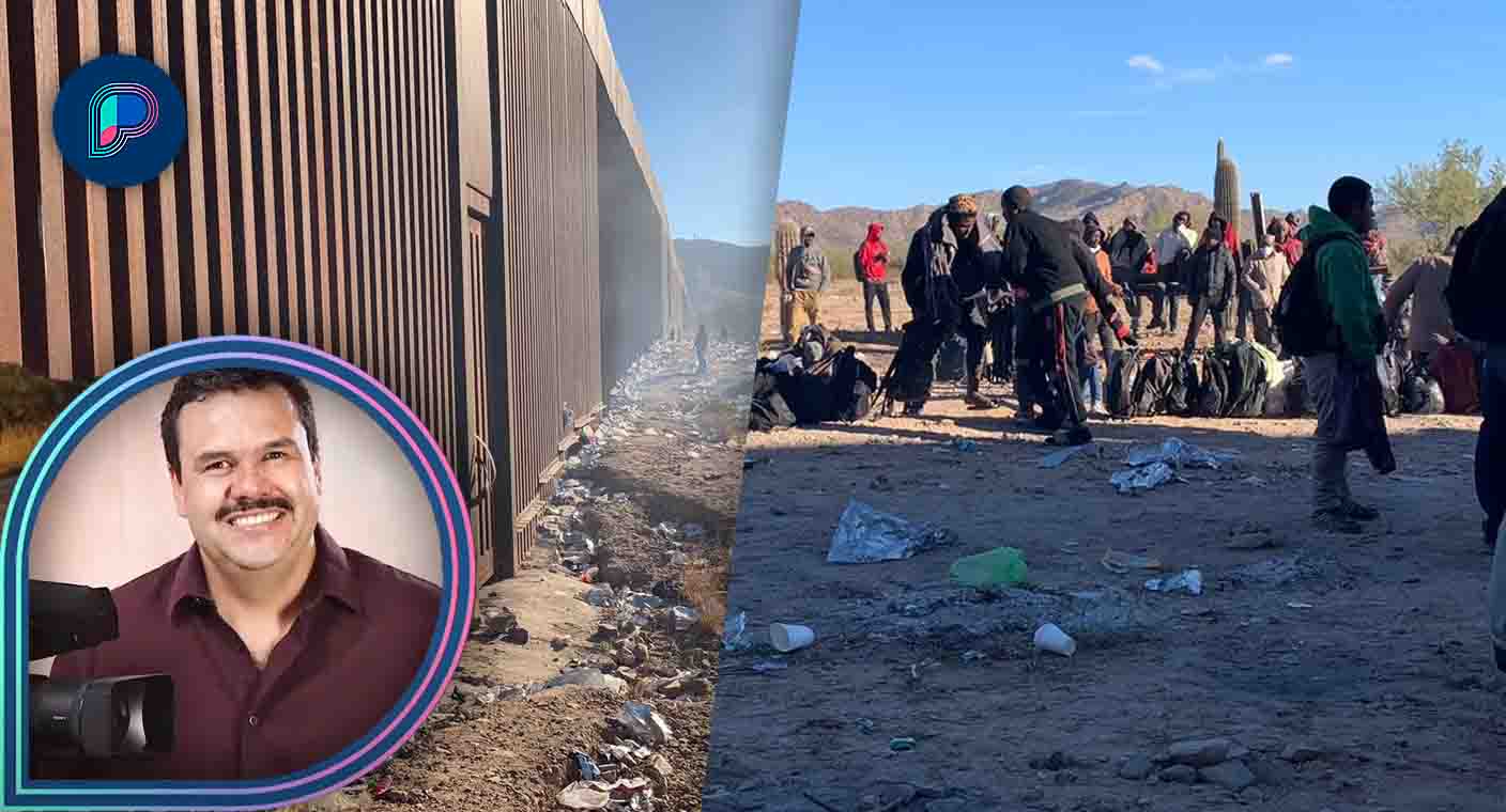 Del lado americano, sin comida, sin atención y parados esperan migrantes de todo el mundo en Lukeville, Arizona, para ser trasladados
