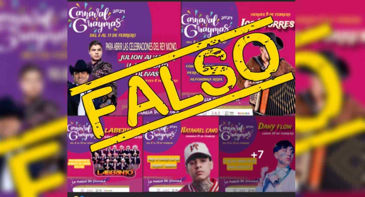 Desmienten que Natanael Cano, Alfredo Olivas y Julión Álvarez sean parte de la cartelera del Carnaval de Guaymas 2024