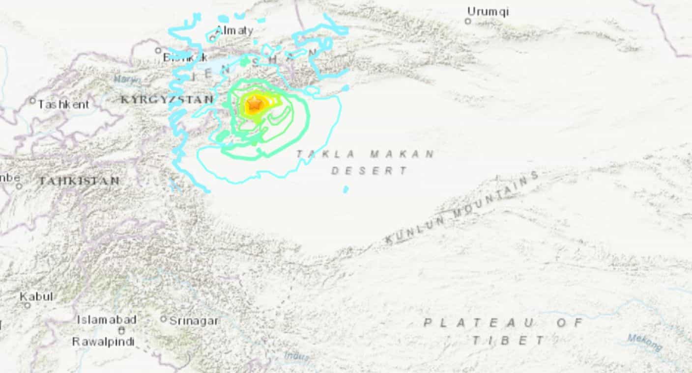 Sismo de 7,0 grados sacude la región fronteriza entre Kirguistán y Xinjiang, en China