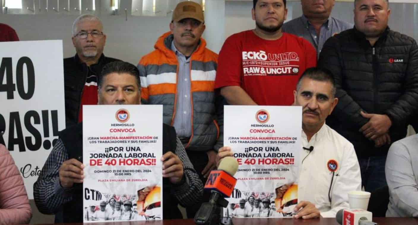 Se manifestarán trabajadores de CTM Hermosillo por aprobación de Ley para reducir jornada laboral a 40 horas