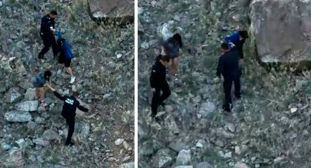 Ayudan policías a hermanas que no podían bajar de la falda del Cerro Colorado, en Hermosillo
