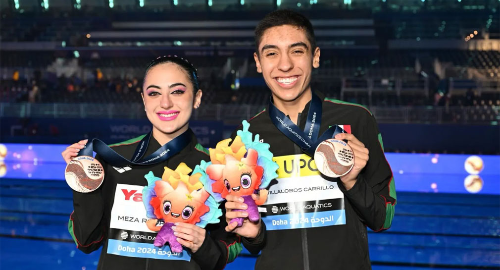 Dupla mexicana se lleva histórica medalla de bronce en natación artística mixta en Mundial de Doha 2024