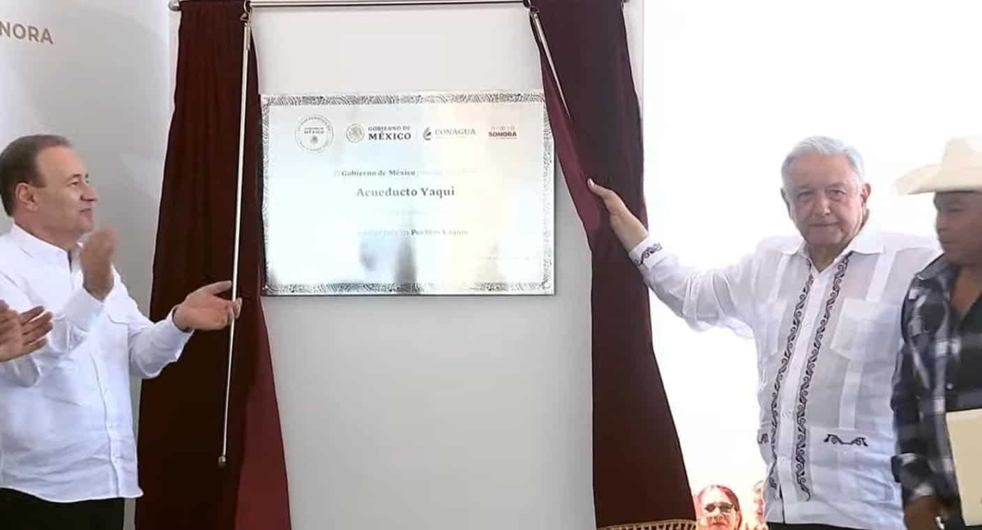 AMLO inaugura Acueducto Yaqui en Cajeme; abastecerá de agua a 50 comunidades de la etnia