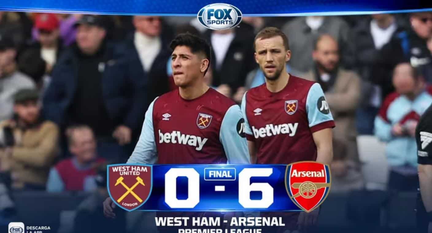 Arsenal gana con aplastante marcador al West Ham de Edson Álvarez